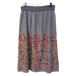 Magic Striped Embroidered A-line Skirt Size L